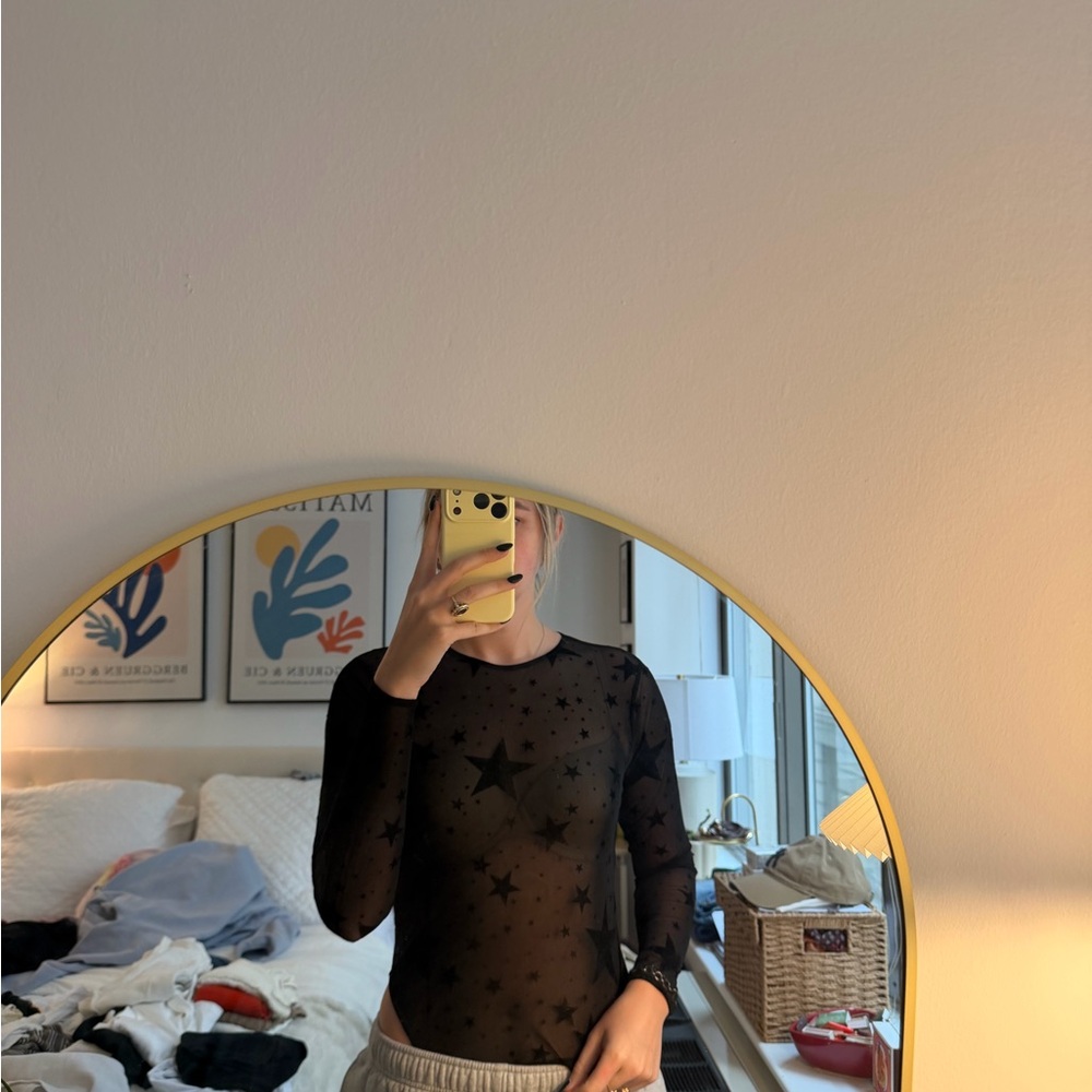 Nasty Gal Black Sheer Star Bodysuit